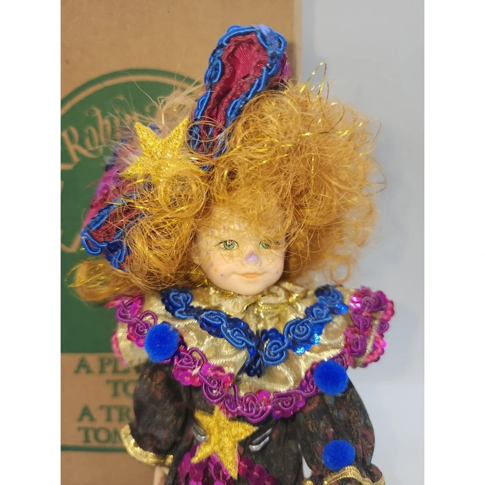 Robin Woods 1990 Collectible Clown Jester Doll 9 inch Vintage with Box and Tag